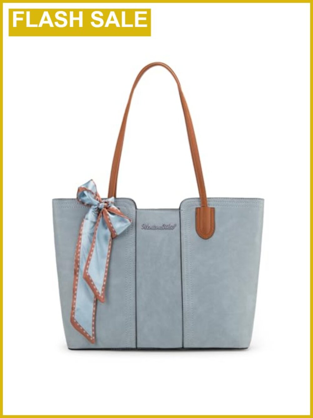 Vegan Leather Satchel Purse Work Tote Bag with Scarf